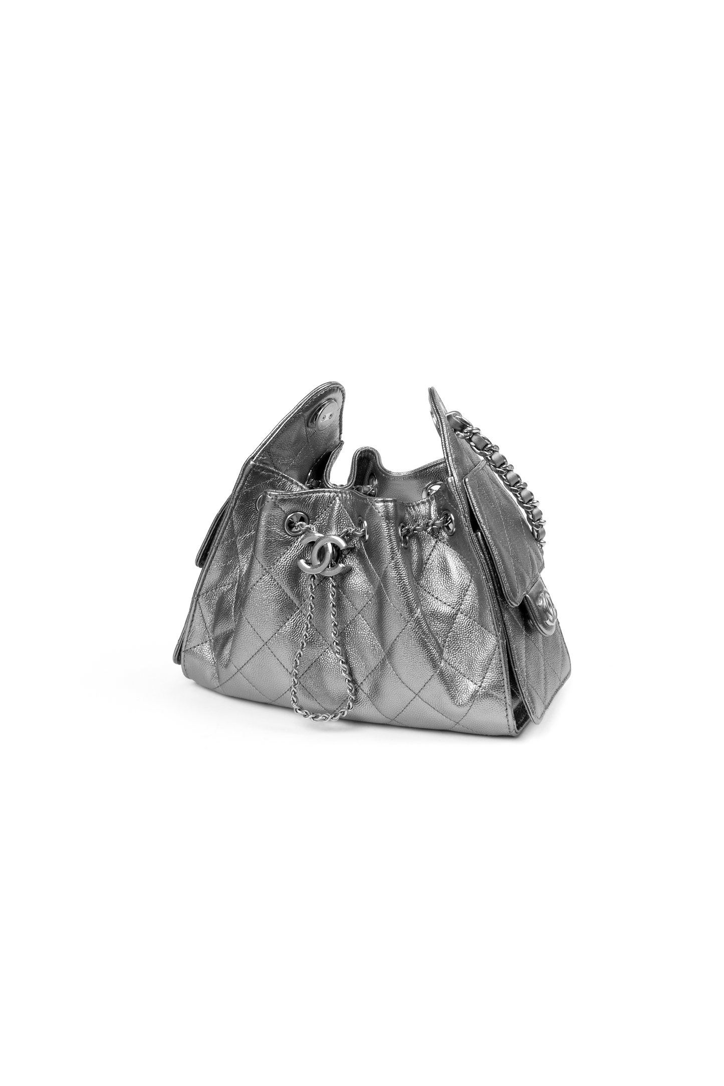 Chanel 25 Mini in Metallic Dark Silver