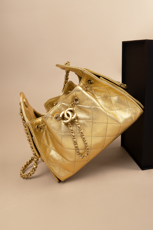Chanel Metallic Gold Mini Hobo Bag