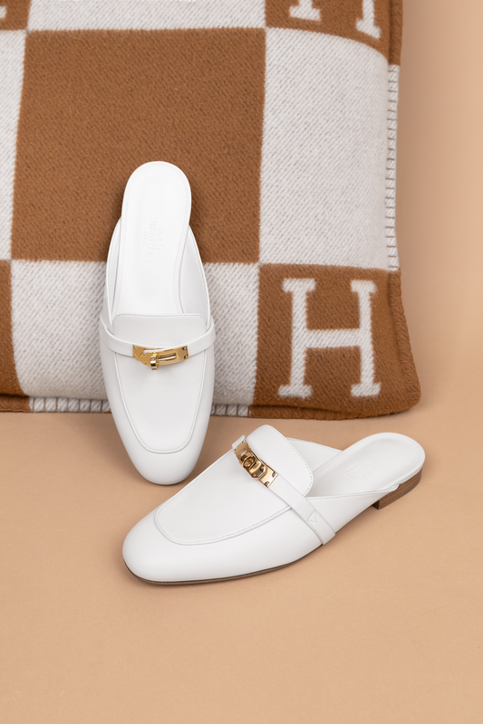 Hermès Oz Mule in White GHW