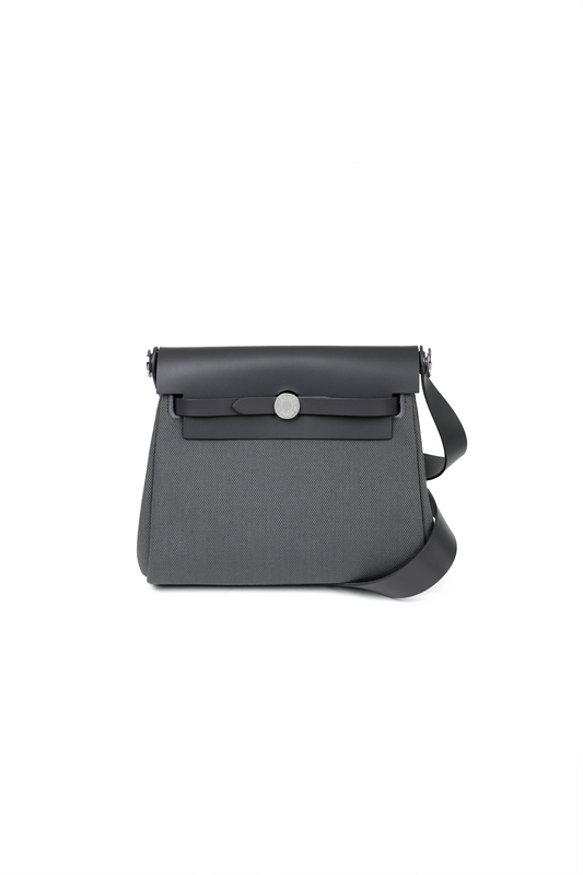 Hermes Mini Herbag in Ardoise with Silver Hardware