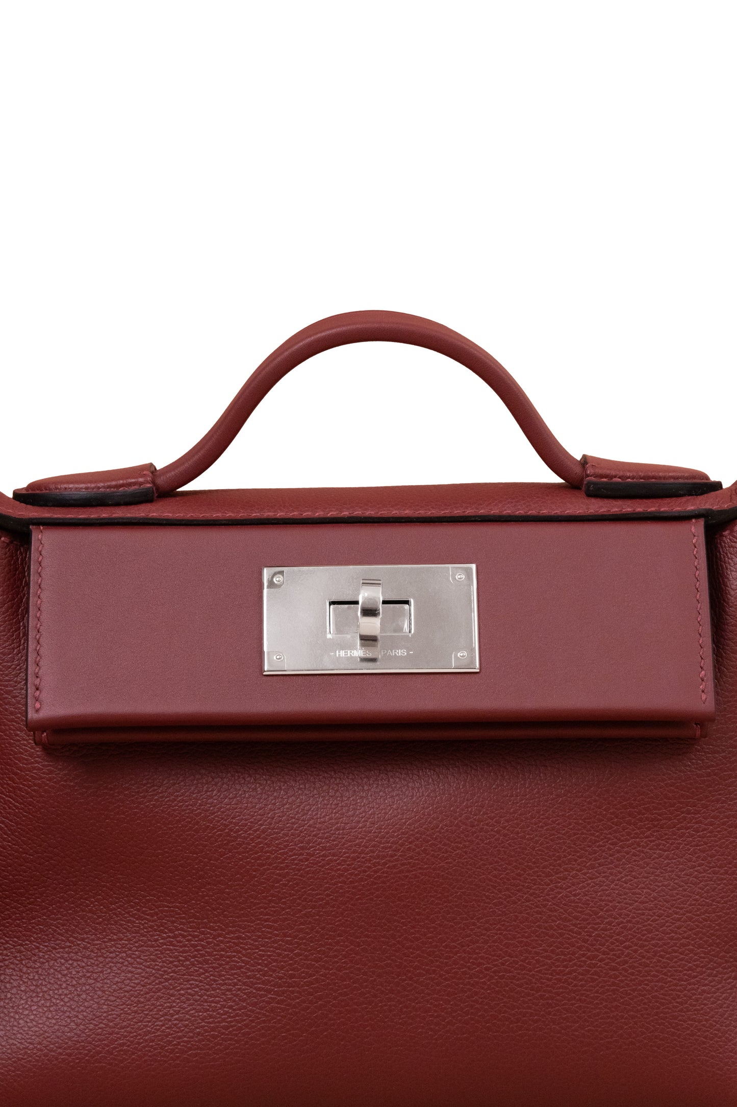 Hermes 24/24-21 in Rouge H with Silver Hardware