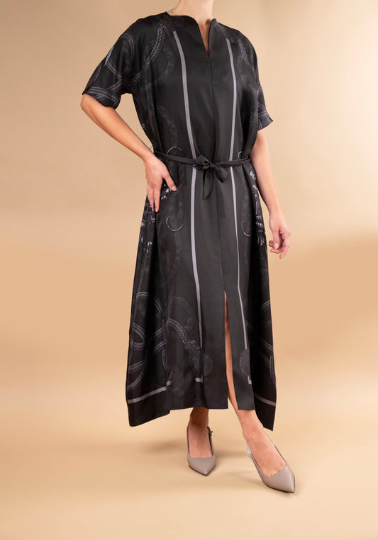 Hermès "Palefroi Remix" Caftan in Gris Charbon