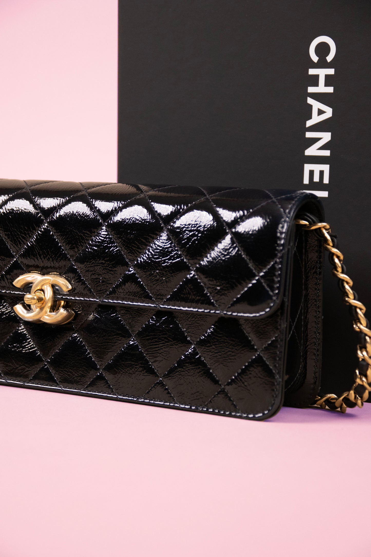 Chanel Black Long Clutch with Chain