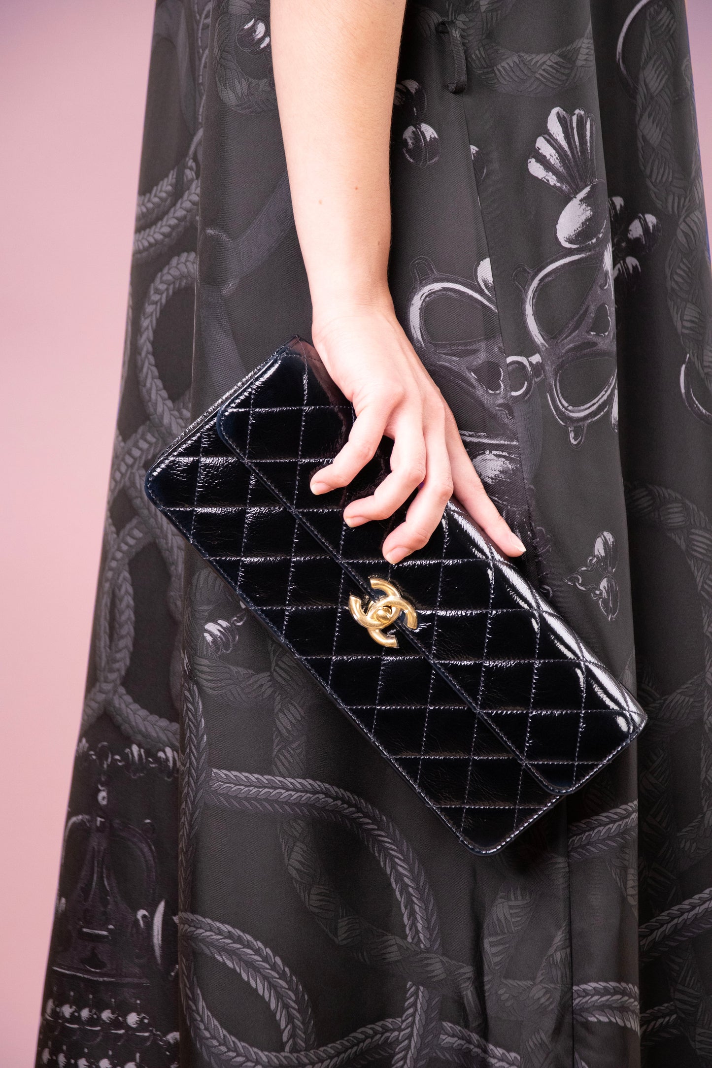 Chanel Black Long Clutch with Chain