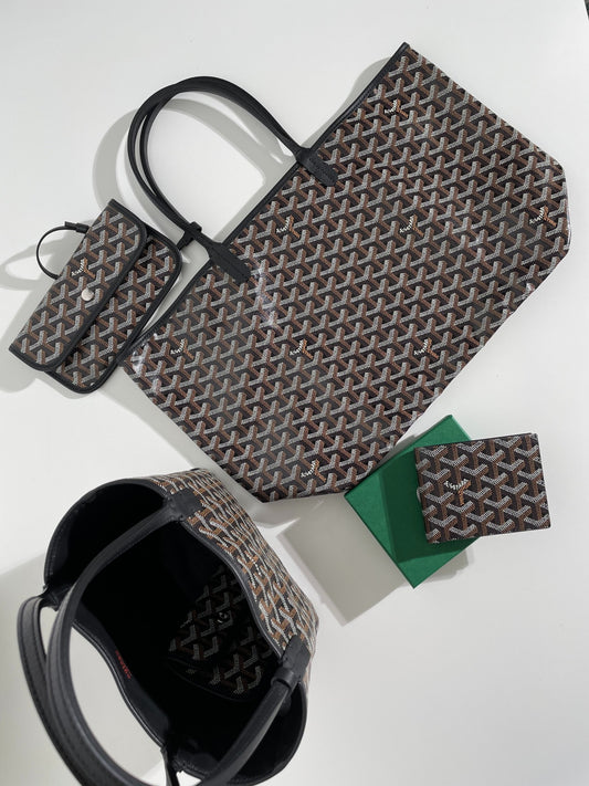 Goyard Black Saint Louis Tote & Anjou Mini Tote