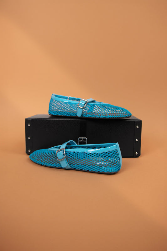 Alaia Blue Mesh Sandals