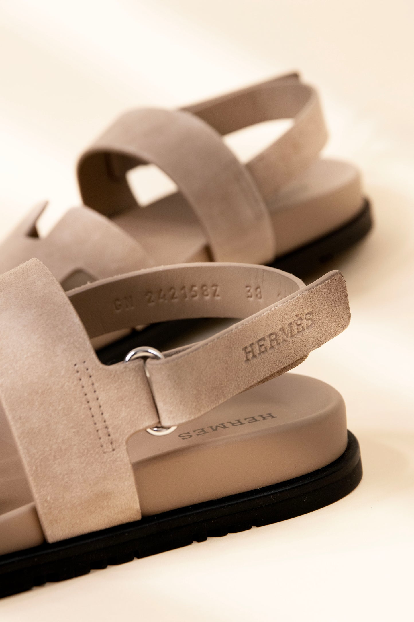 Hermès Chypre Suede Beige Sandals