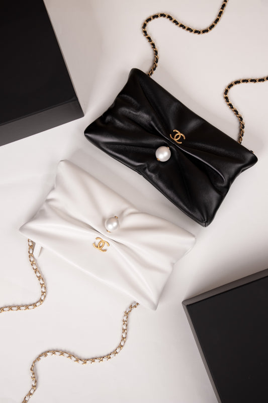 Chanel Black & White Clutch with chain