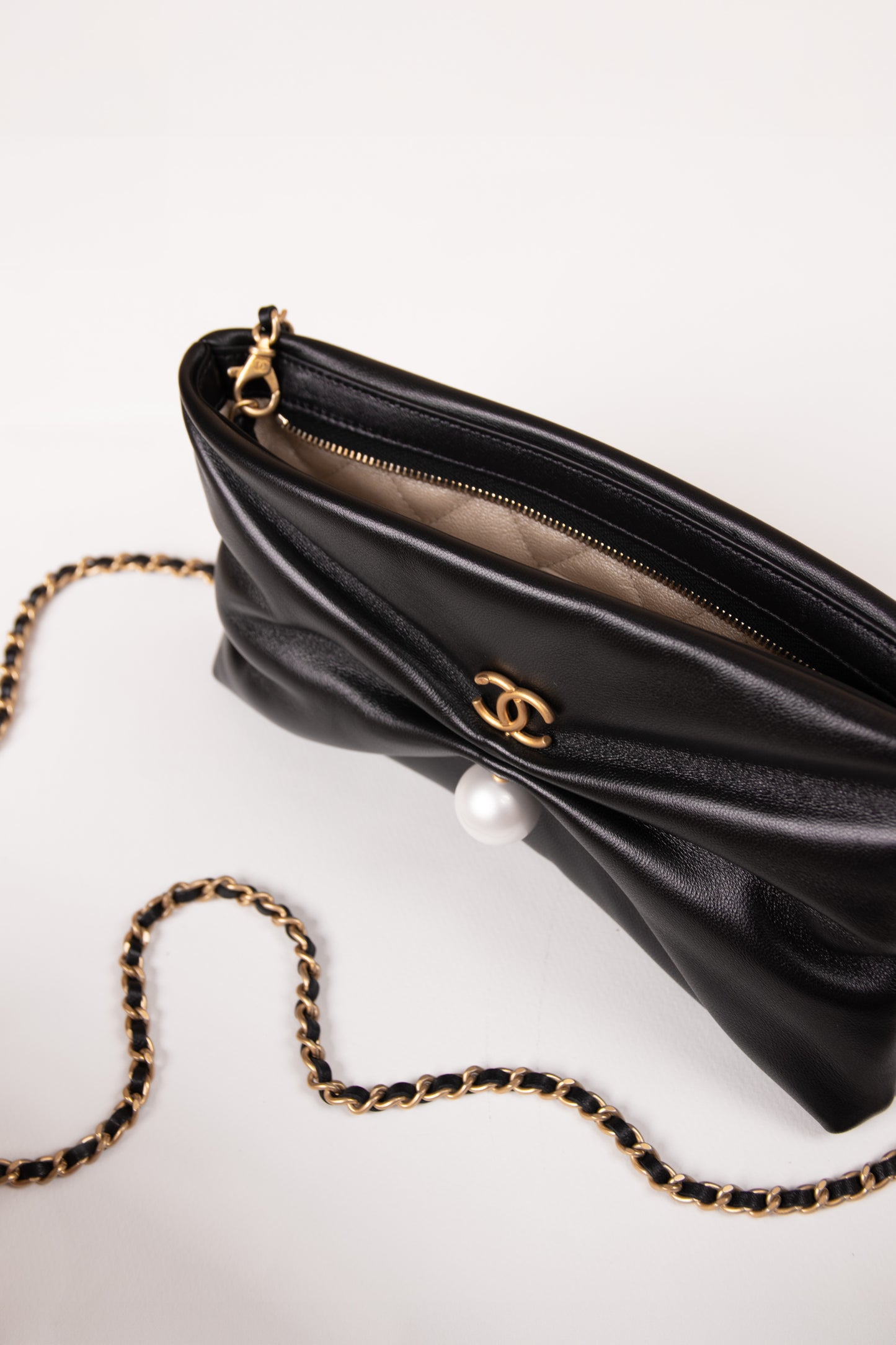 Chanel Black & White Clutch with chain
