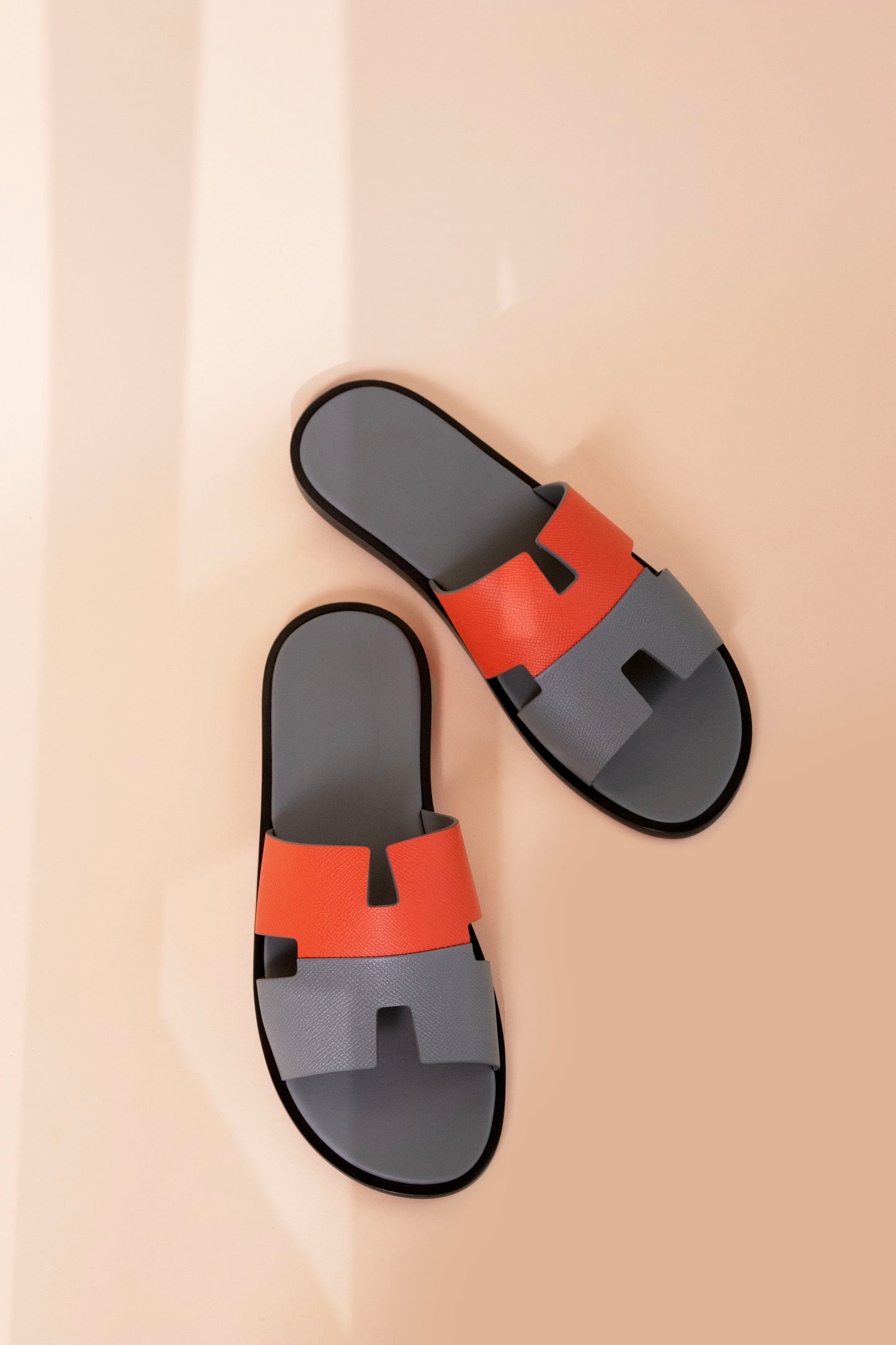 Hermès Izmir Sandals in Orange Poppy/Gris Brume