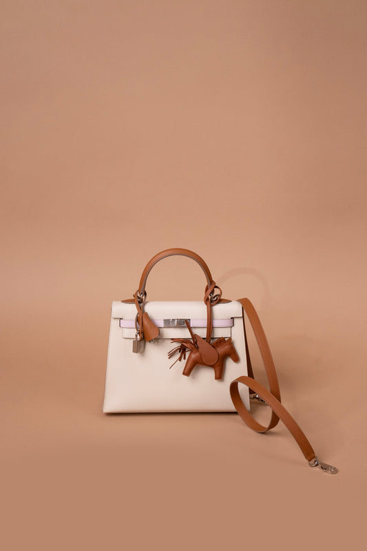 Hermès Kelly 25 Epsom Tricolor Craie, Mauve Pale & Gold PHW