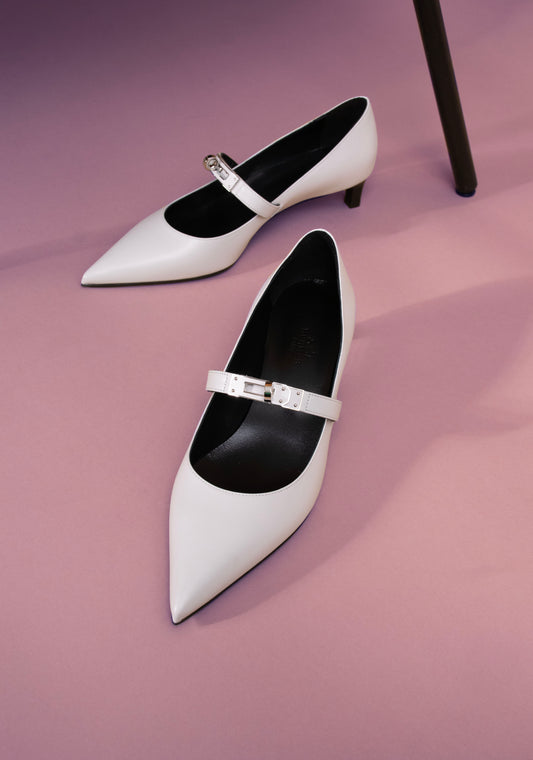 Hermès Kiara 40 Pumps in White PHW