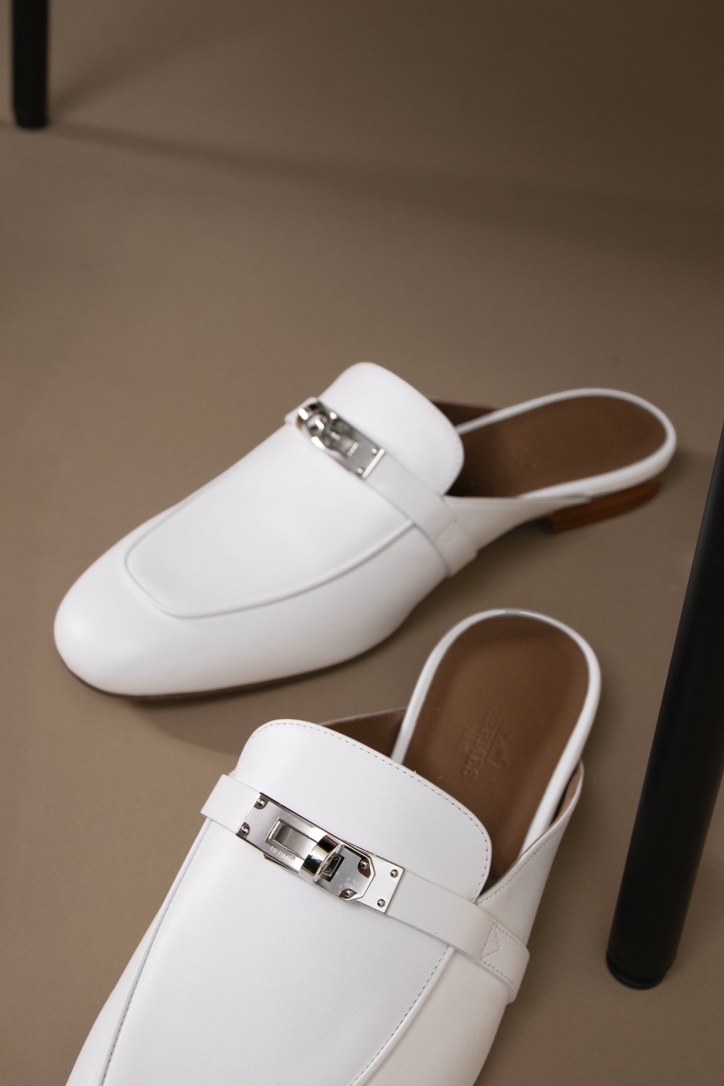 Hermès Oz Mules in White PHW