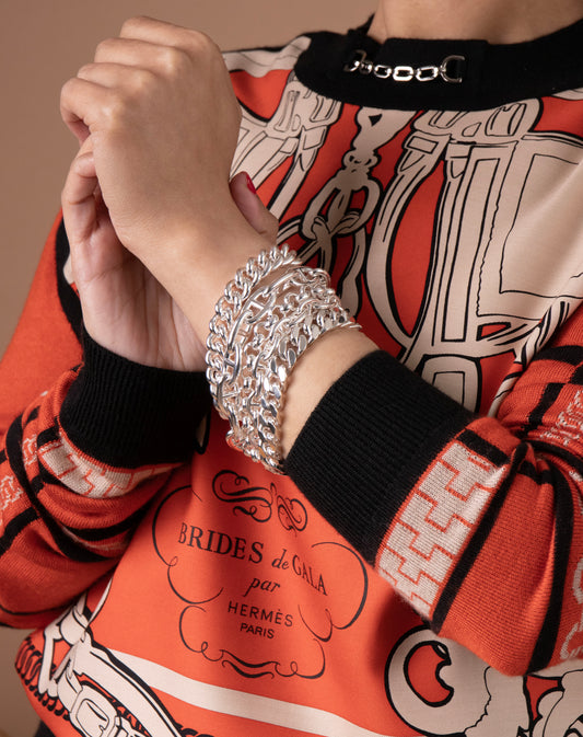 Hermès Chaine D'ancre Multichaines Cuff Bracelet