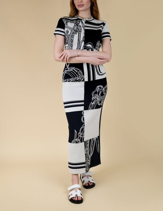 Hermès "En Desorde Finesse" Long Dress in Bleu Noir