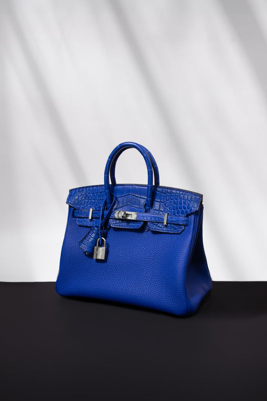 Hermès Birkin 25 Touch Matte Alligator Blue Royal PHW