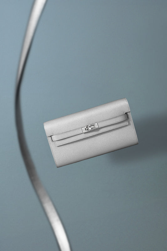 Hermès Kelly Wallet To Go Chevre Argent PHW