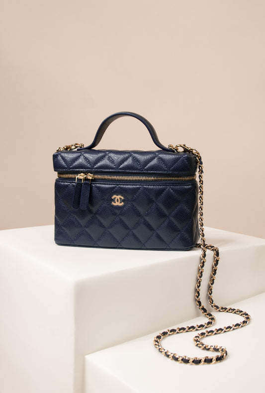Chanel Vanity with Chain in Navy