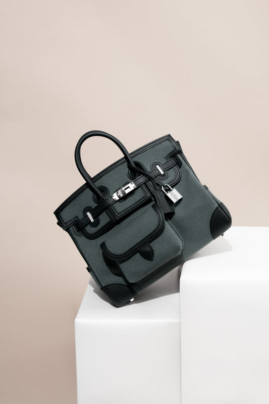 Hermès Birkin 25 Cargo Goeland Canvas/Swift Calfskin Vert Mangrove PHW