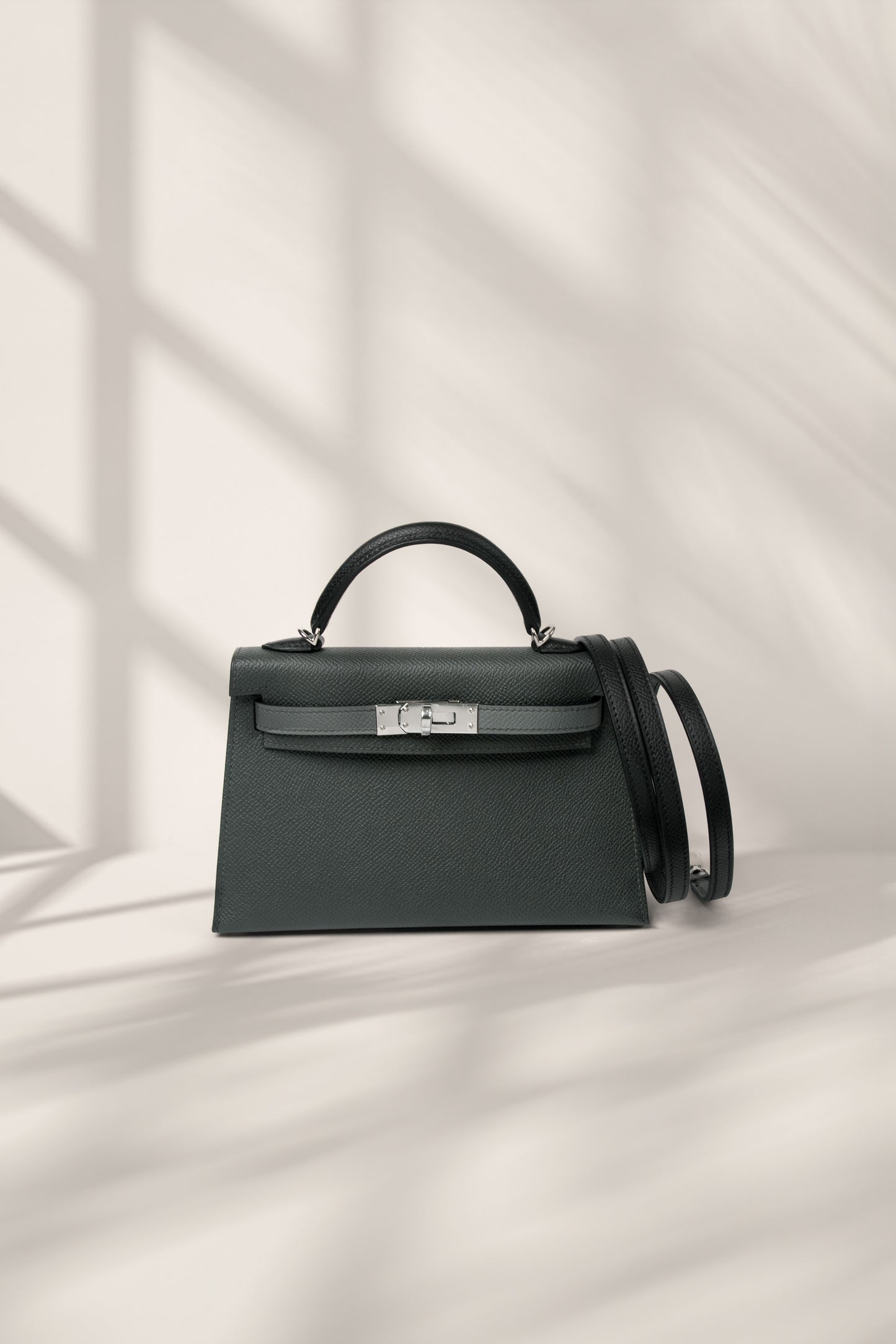 Hermès Mini Kelly 20 Epsom Tricolor Vert Mangrove/ Vert Amande / Black PHW
