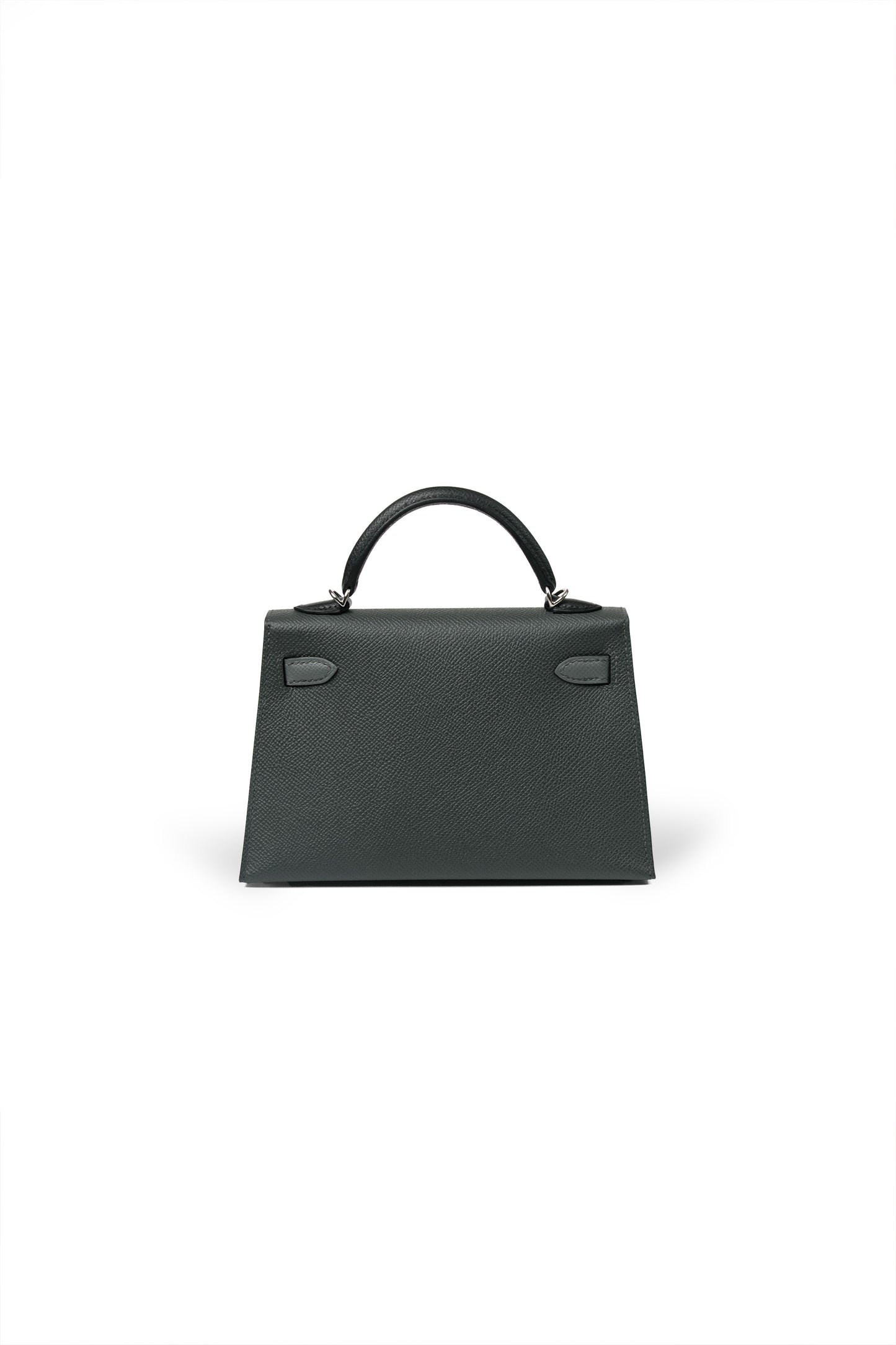 Hermes Mini Kelly Tricolor in Vert Mangrove/Vert Amande/Noir with Silver Hardware