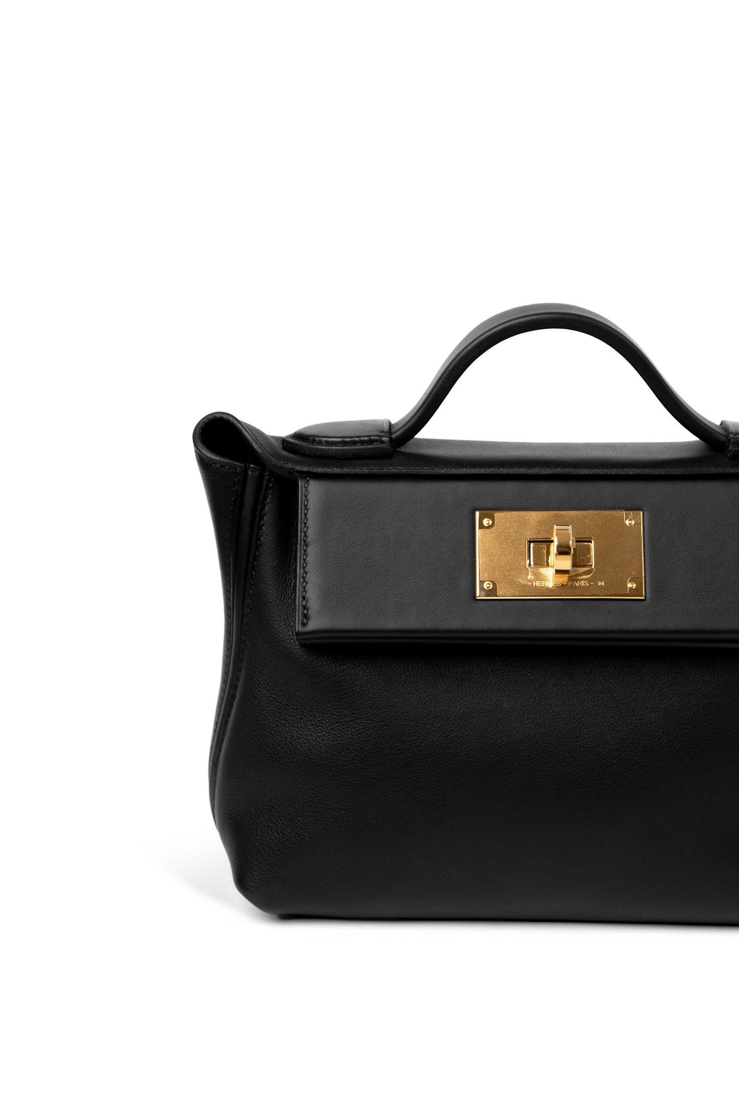 Hermes Mini 24/24 in Black with Gold Hardware