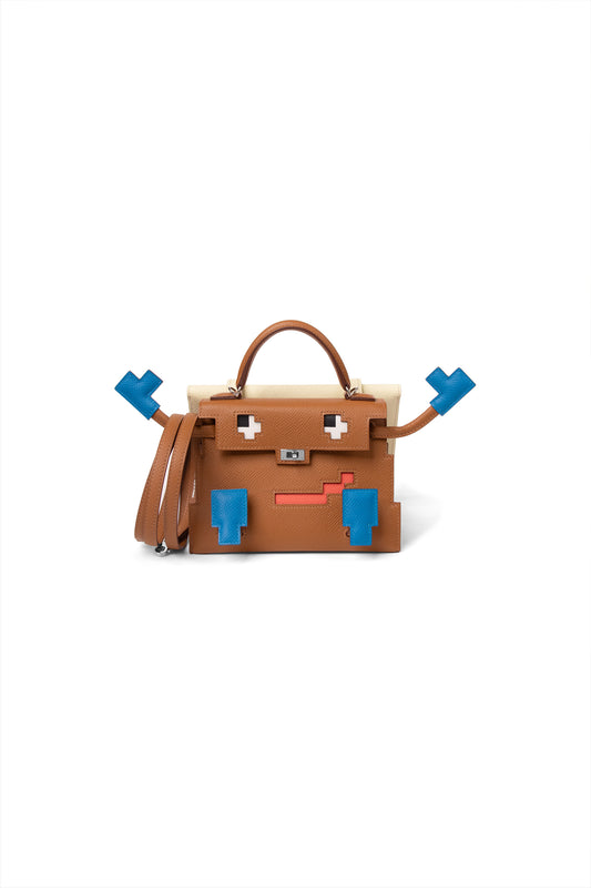 Hermes Mini Kelly Picto Doll in Gold with Silver Hardware