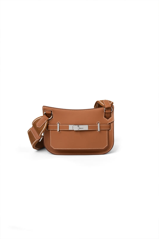 Hermes Jypsiere Crossbody Bag in Gold with Silver Hardware