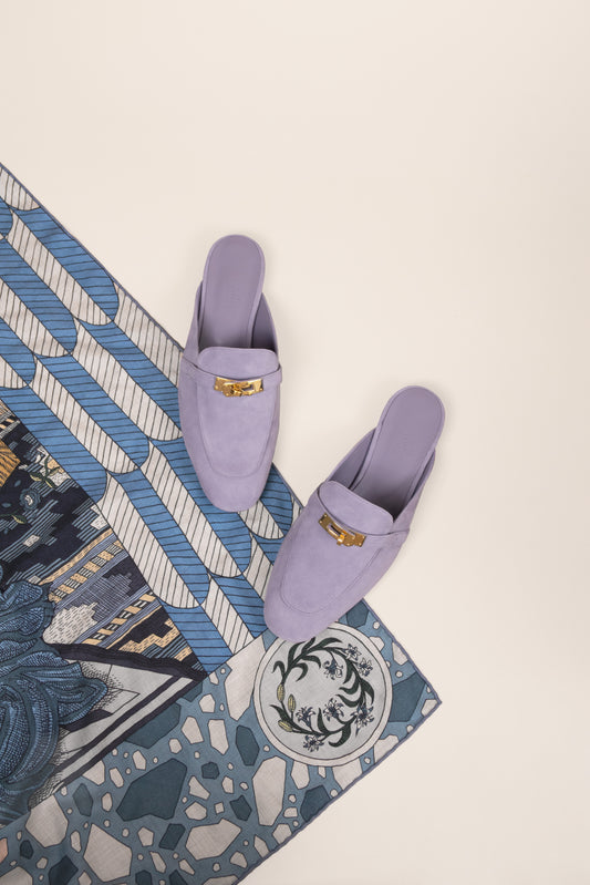 Hermès Oz Mules in Violet Glycine