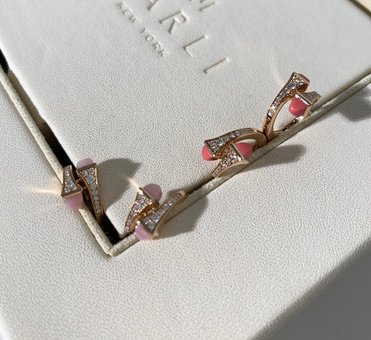 Marli Huggie Earring in Pink Opal and Coral Stone
