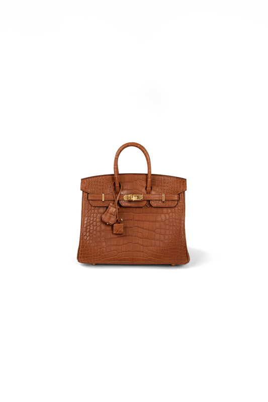 Hermes Birkin 25 Crocodile matte Gold GHW