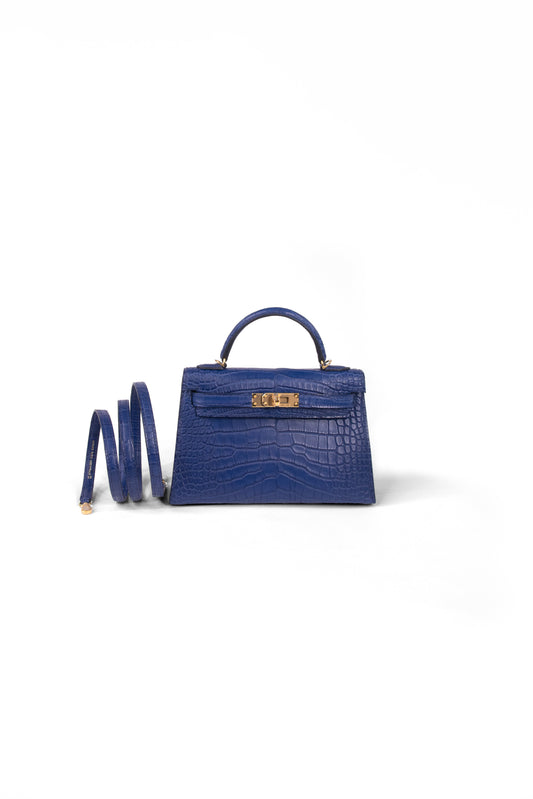 Hermes Mini Kelly Crocodile blue Sapphire GHW
