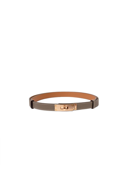 Hermes Kelly Belt in Etoupe with Rose Gold Hardware