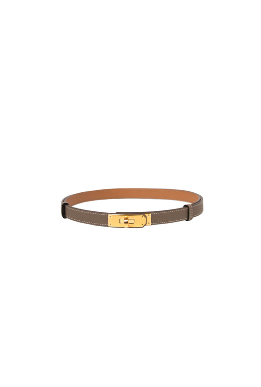 Hermes Kelly Belt in Etoupe with Gold Hardware
