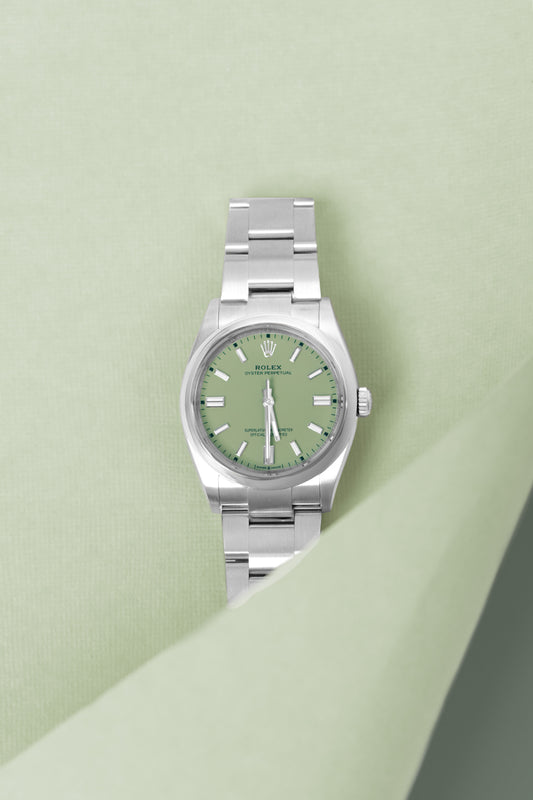 Rolex Oyster Perpetual Watch with Pistachio Dial 36MM