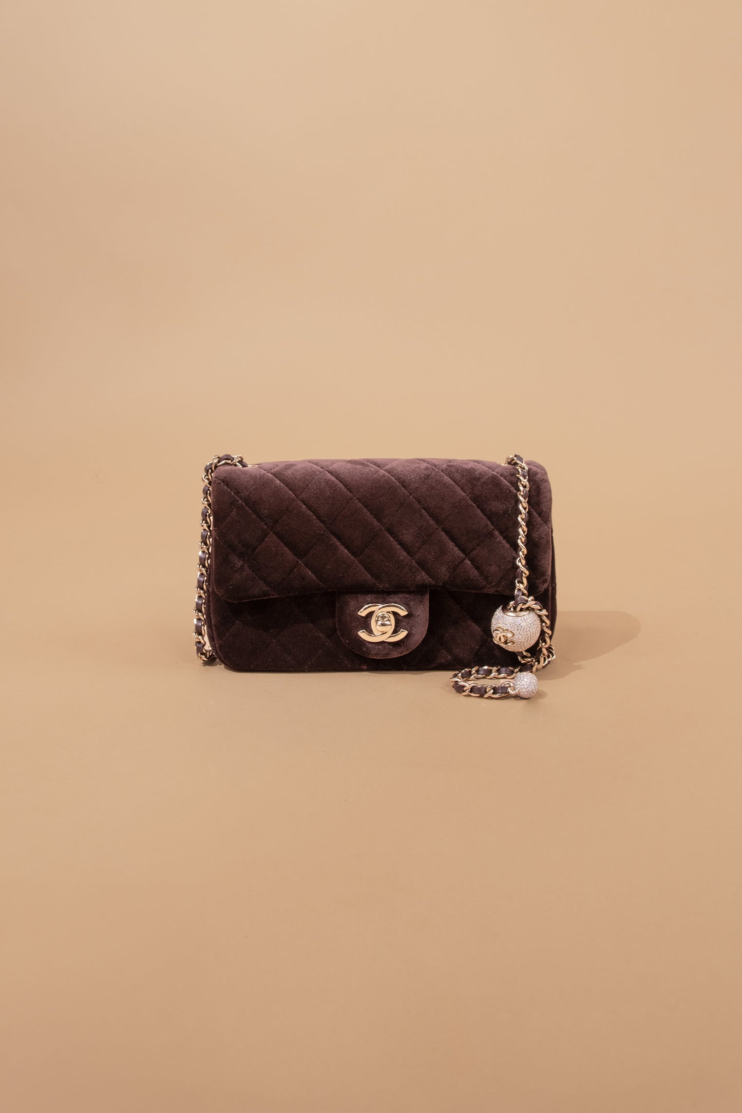 Chanel Mini Brown Velvet Flap Bag