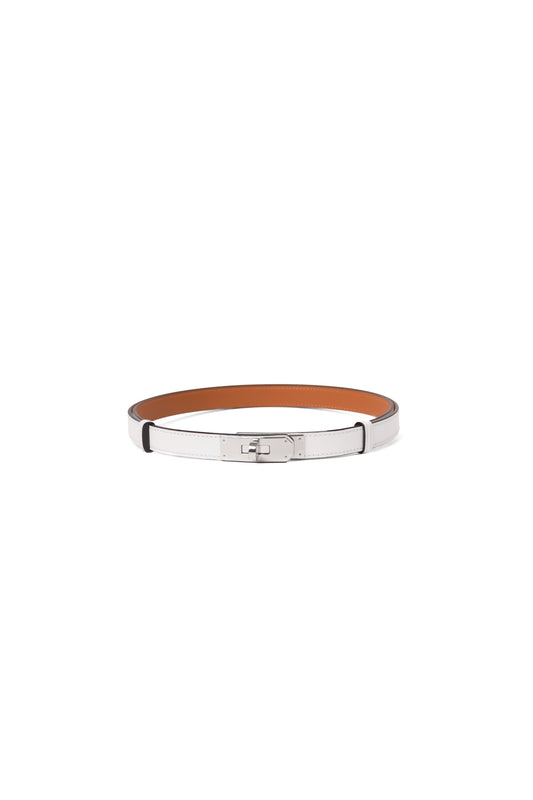 Hermes Kelly Belt in White with Silver Hardware