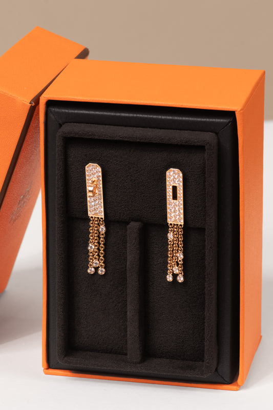 Hermès Kelly Gavroche Rose Gold Diamond Earrings