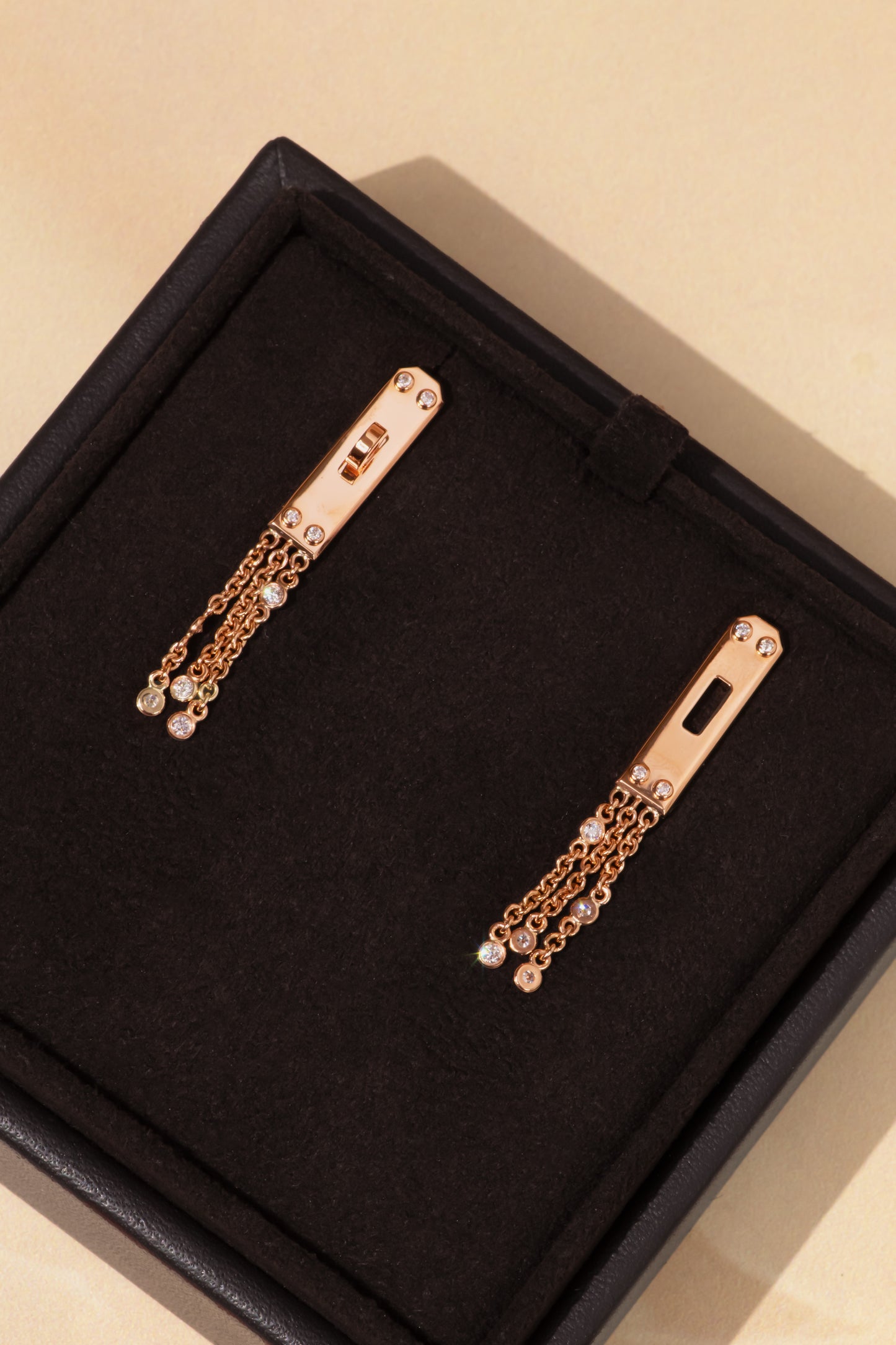 Hermès Kelly Gavroche Rose Gold Earrings