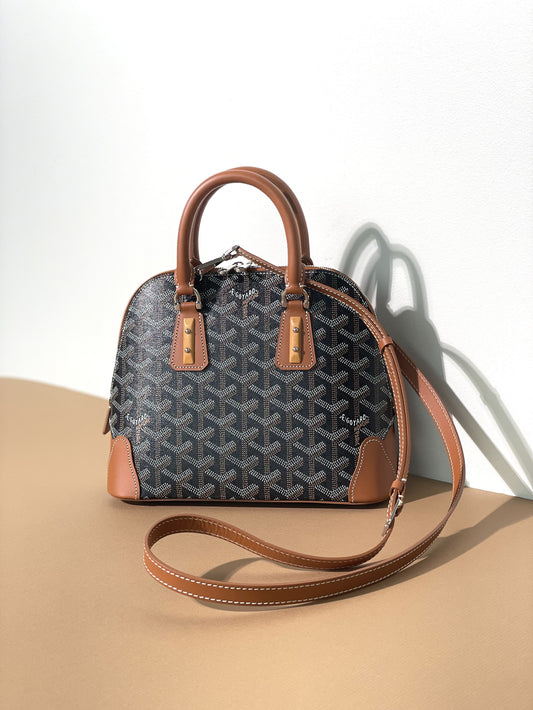 Goyard Mini Vendome Bag Black/Tan With Strap