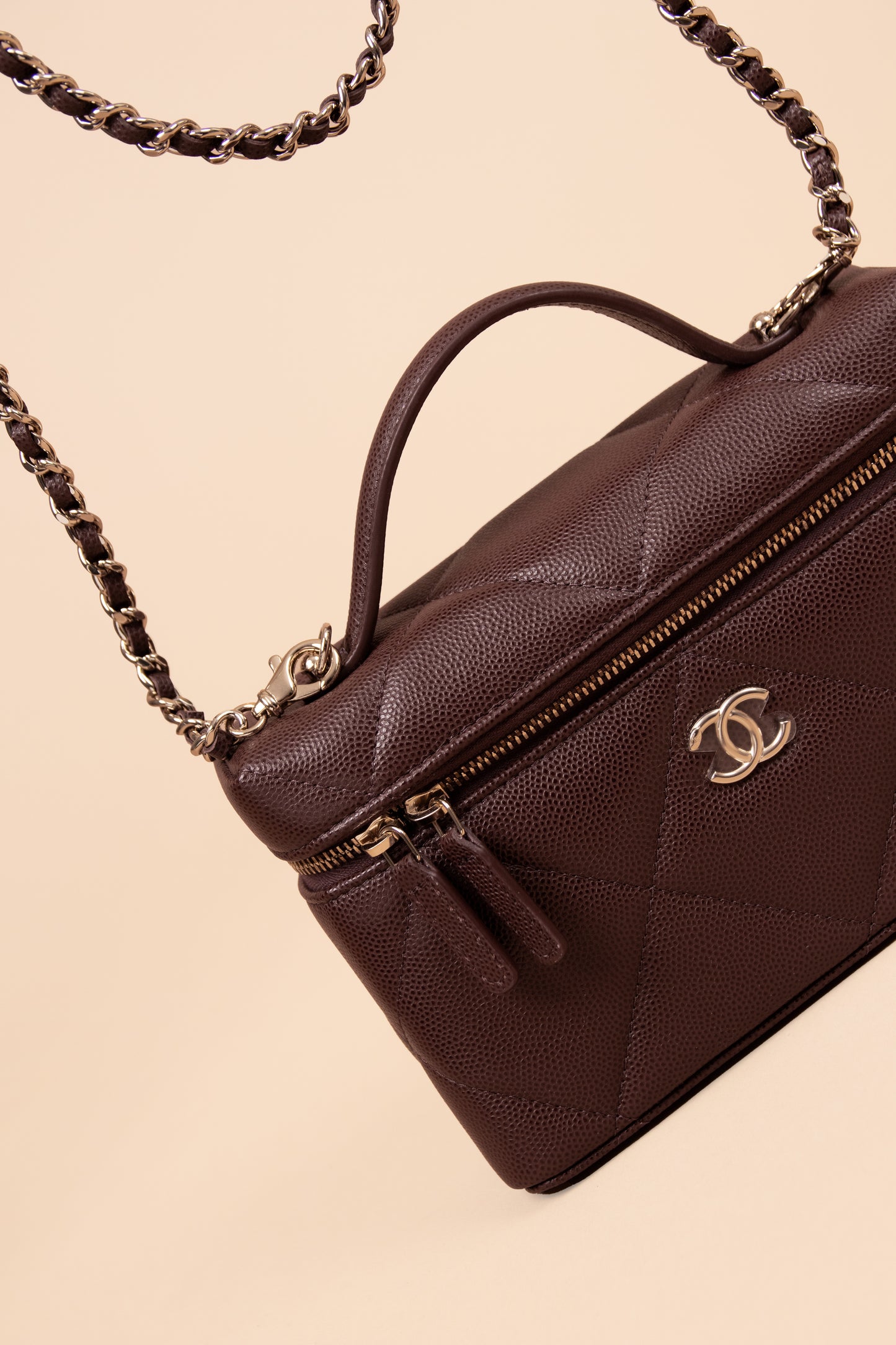 Chanel Brown Vanity Case with Chain