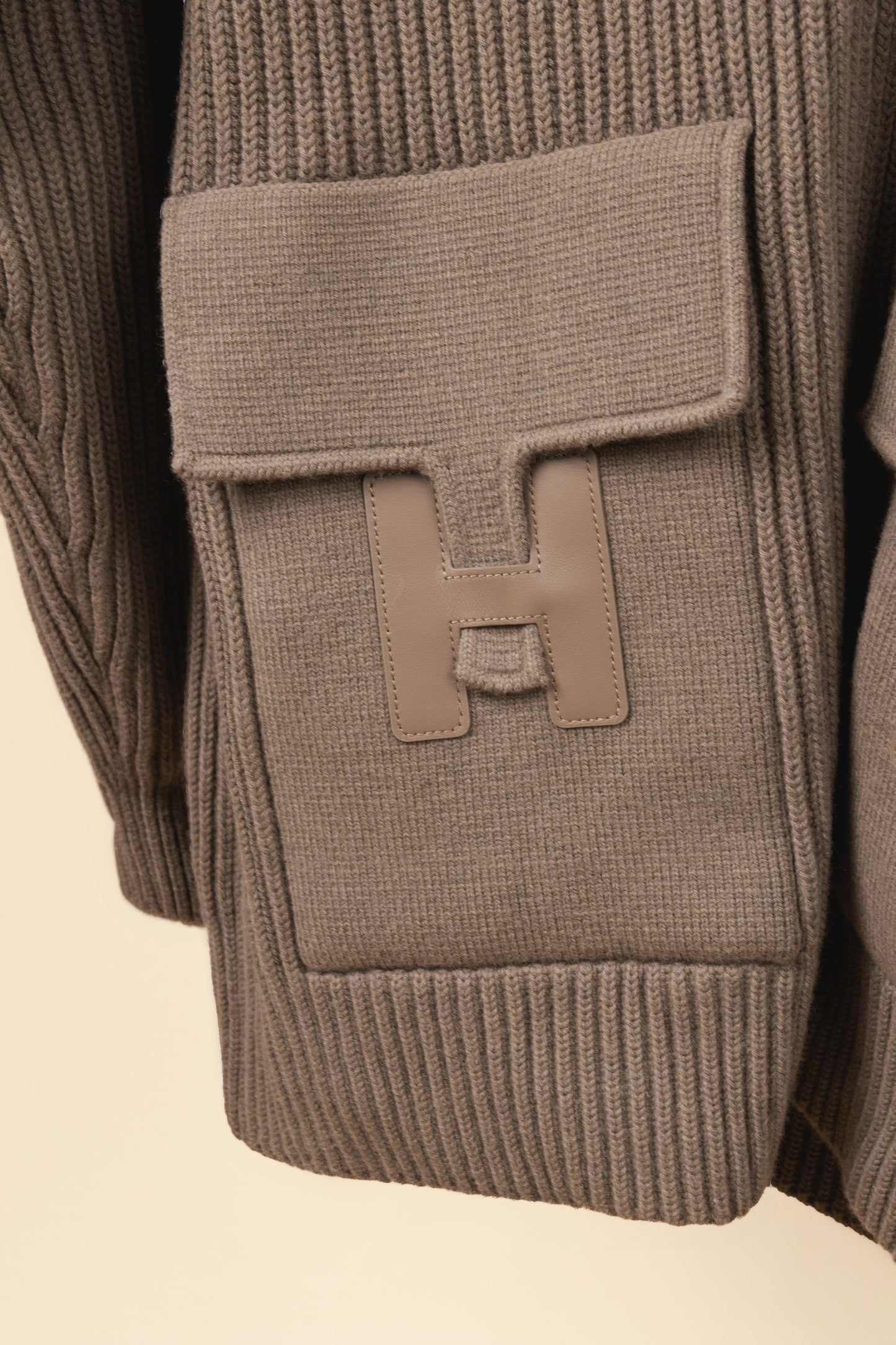 Hermès Wool Knit Jacket in Gris/Etoupe