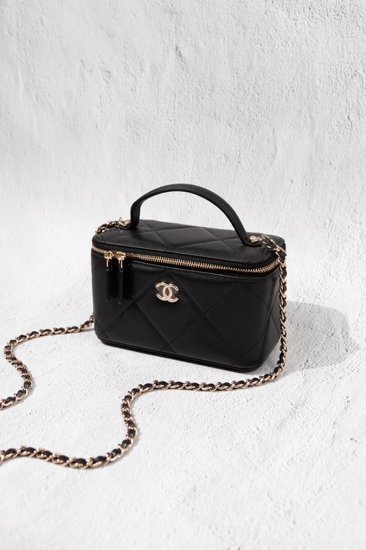 Chanel Black Vanity Case with Chain