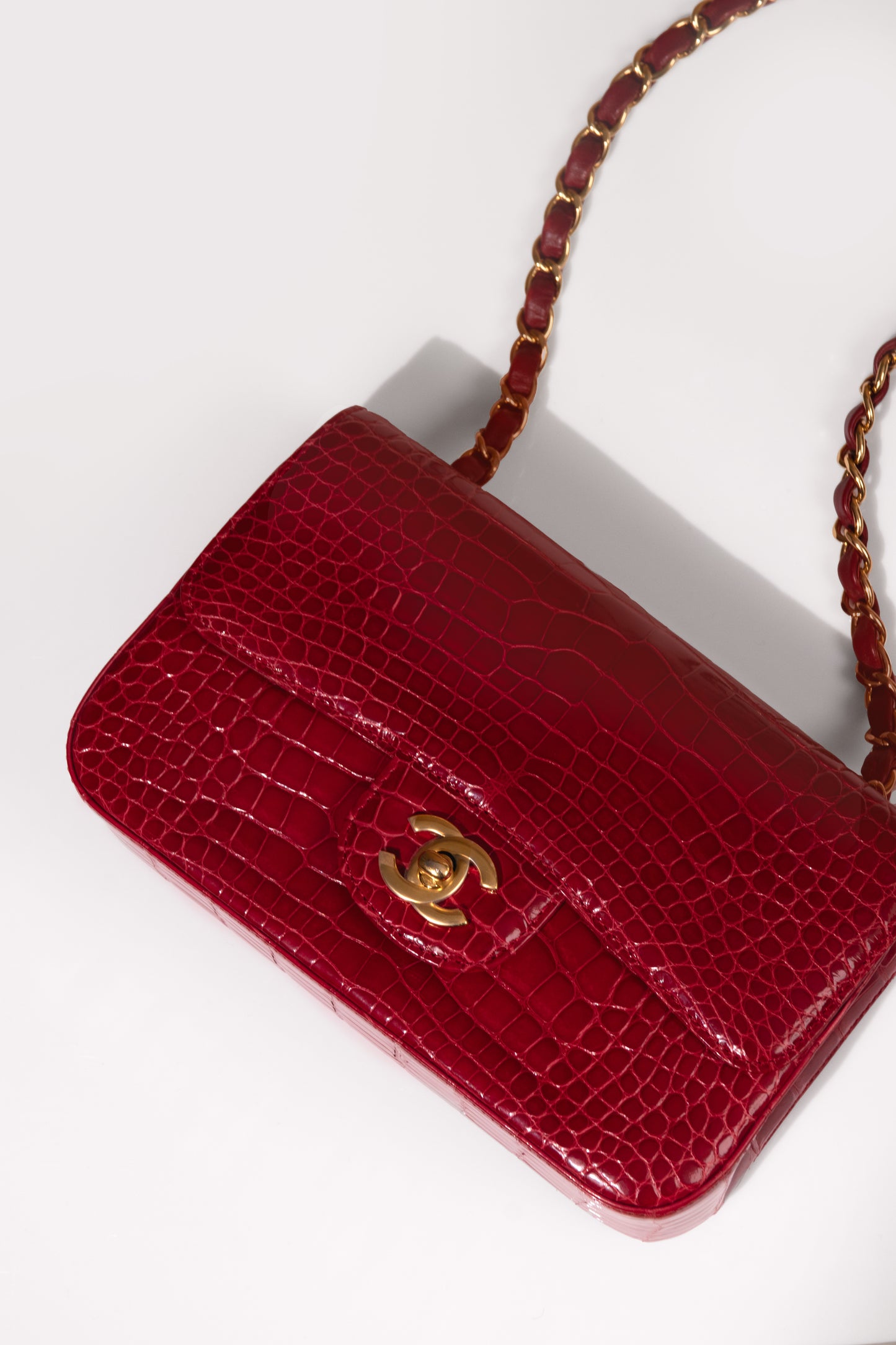 Chanel Small Red Alligator Flap Bag