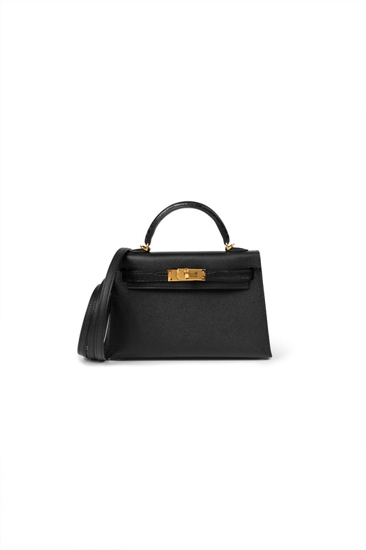 Hermes Mini Kelly Touch in Black with Gold Hardware