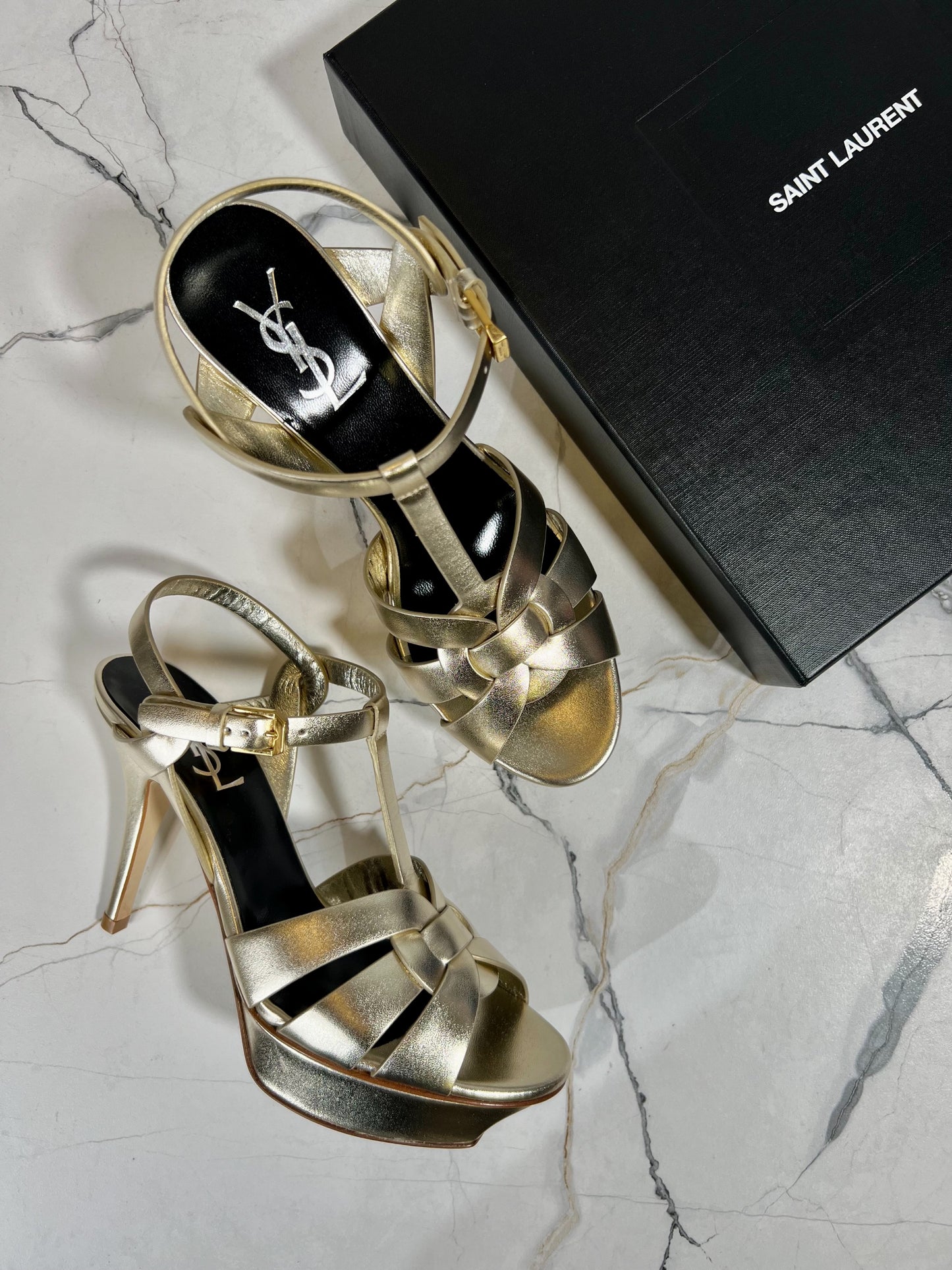 YSL Metallic Gold Heels