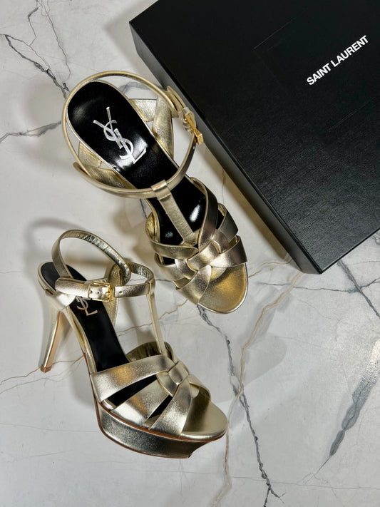 YSL Metallic Gold Heels