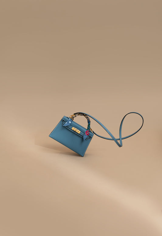 Hermès Mini Kelly Epsom Blue Jean GHW