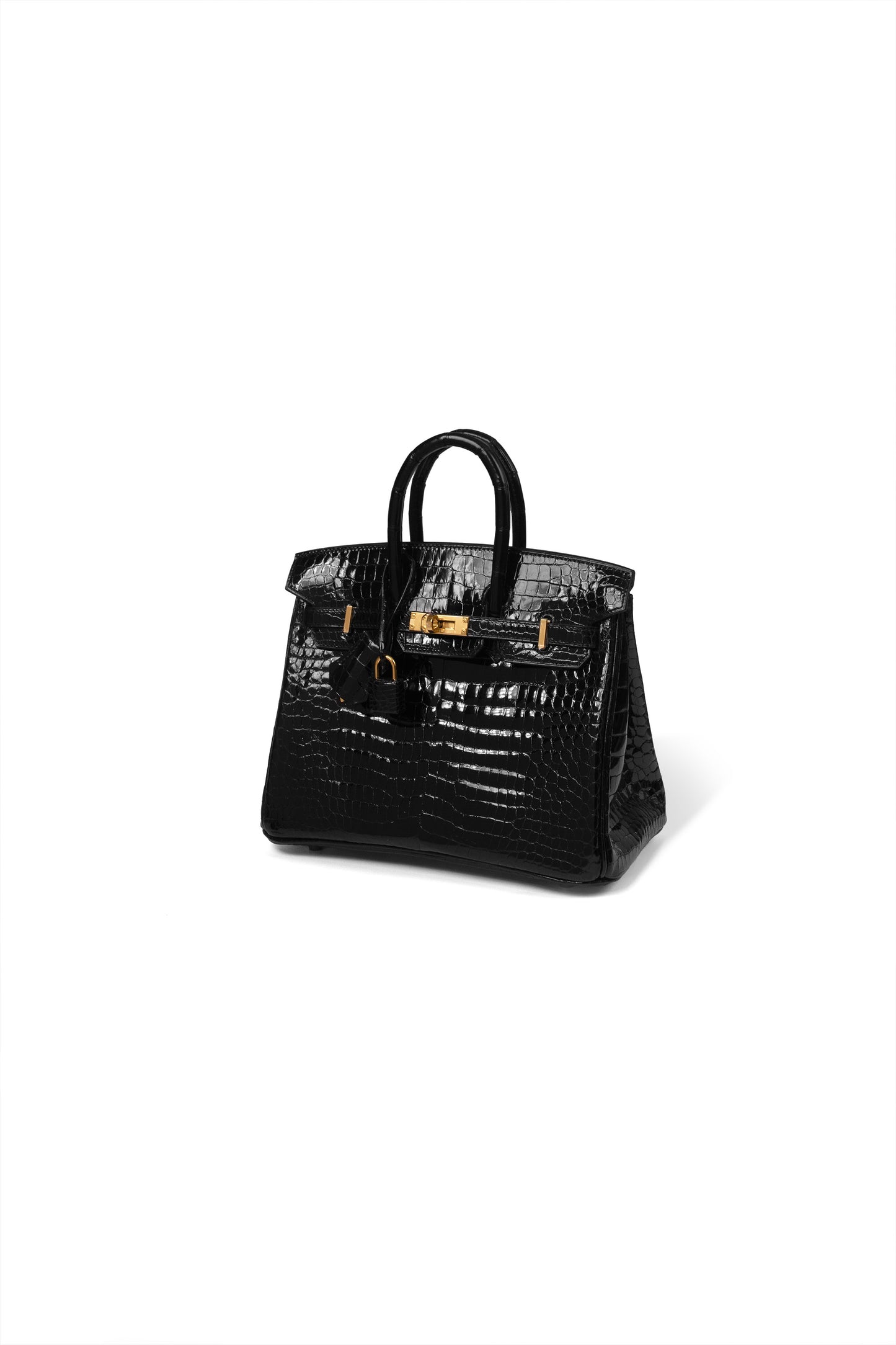 Birkin 25 Shiny Crocodile in Black with Gold Hardware