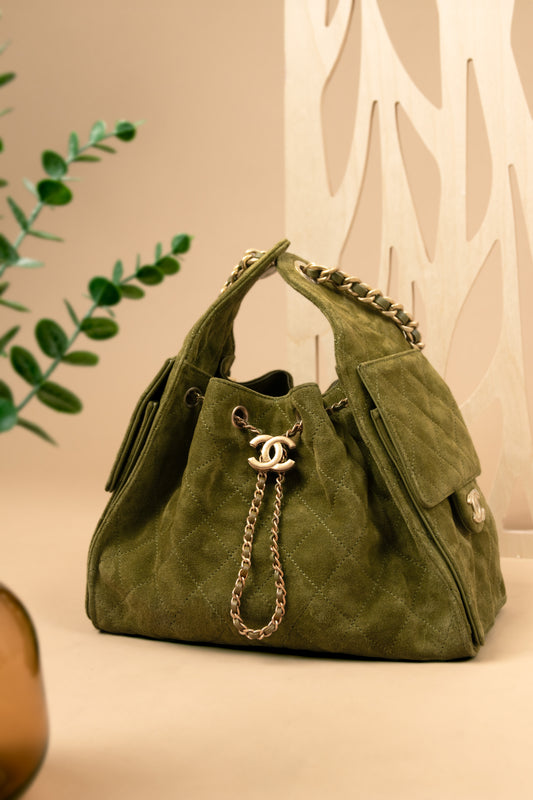 Chanel Khaki Hobo 25 Bag